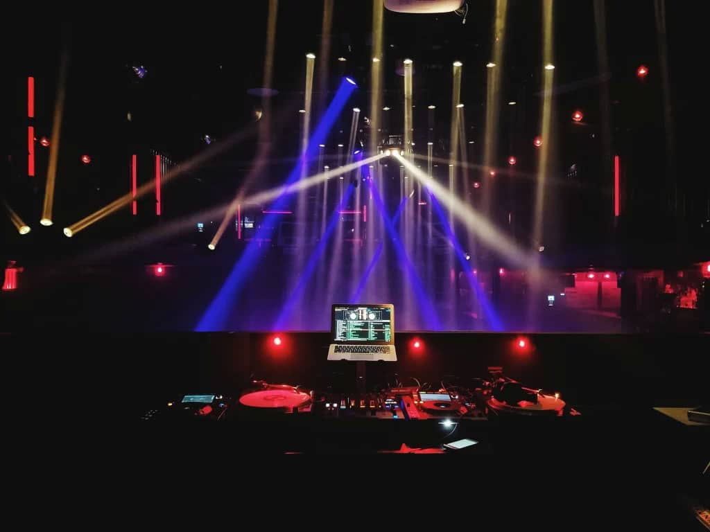 Image of a DJ using special effects at a wedding.